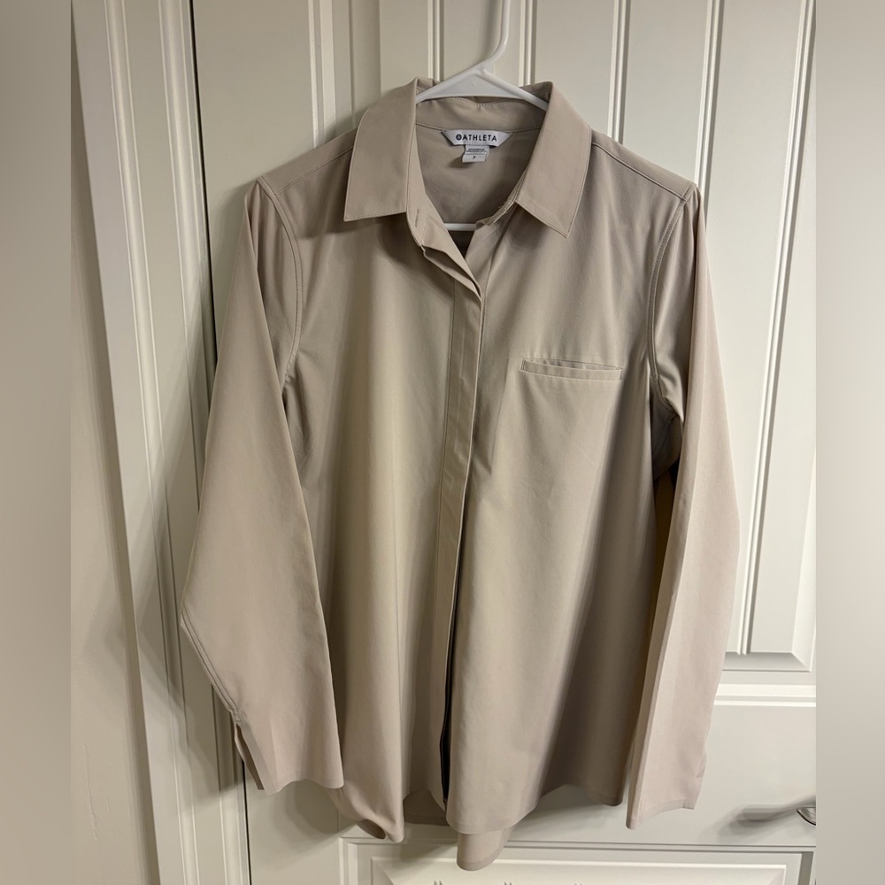 Athleta Light Tan Button-Up Top